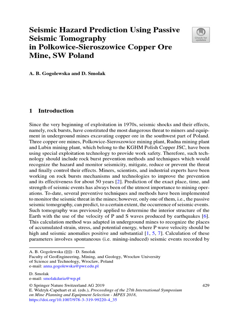 Gogolewska Smolak Seismichazardpredictionusingseismictomography | PDF ...