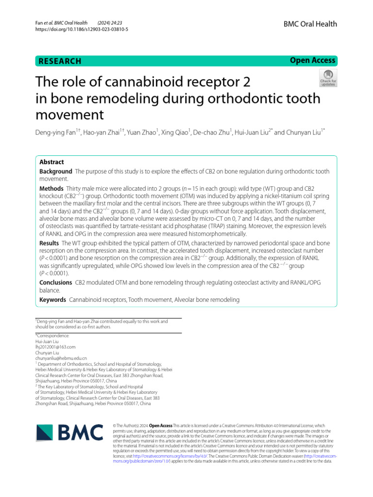 The Role of Cannabinoid Receptor 2 in Bone Remodeling During ...