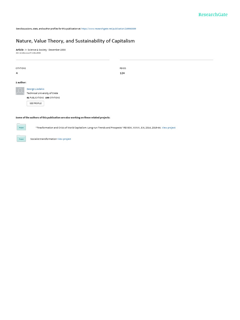 Nature value theory and sustainability of capitalism pdf