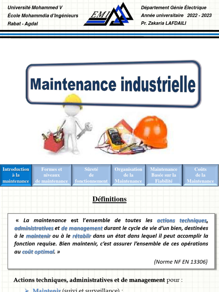 Introduction à la maintenance industrielle | PDF | Ingénierie de ...