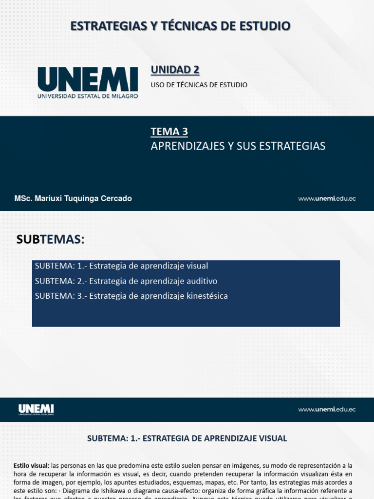 Unidad 2 Tema 3 | PDF | Aprendizaje | Habilidades de estudio