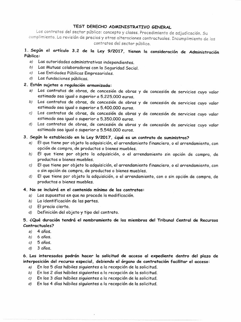 Test Ley Contratos | PDF