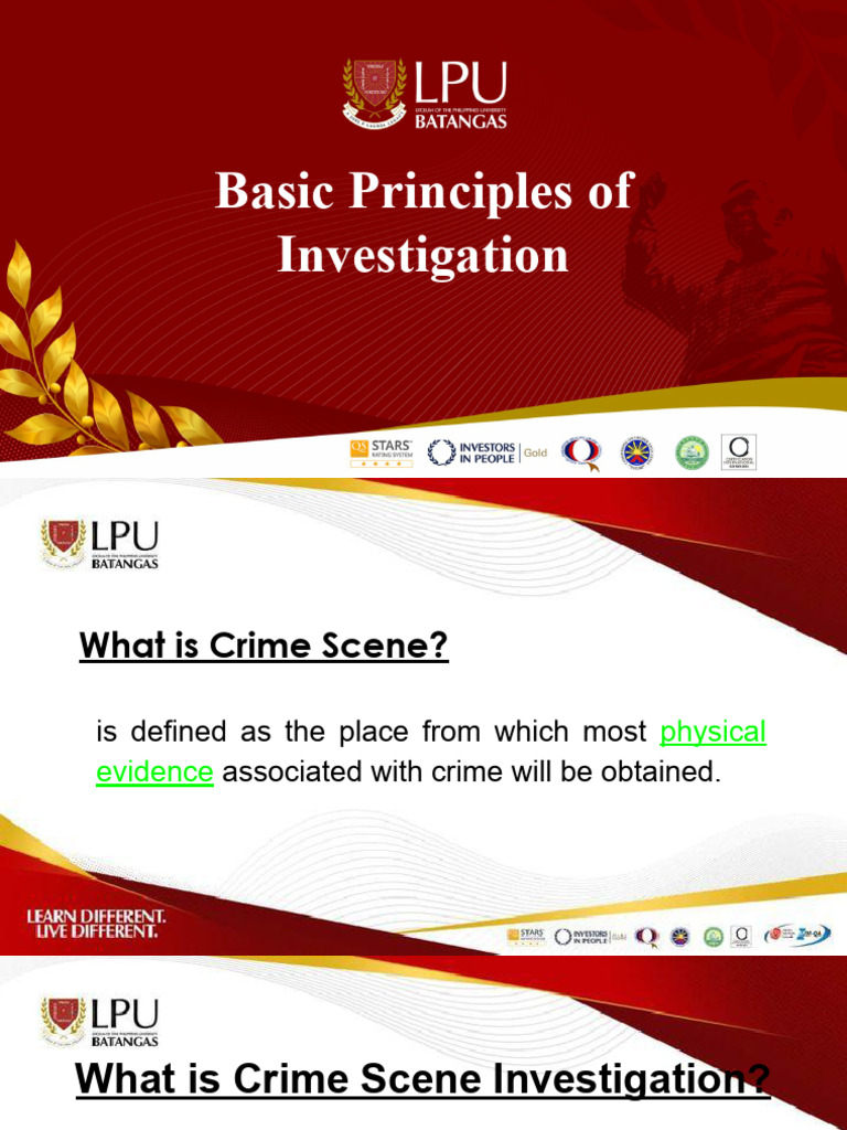 Basic Principles of Investigation | PDF | Crimes | Crime & Violence