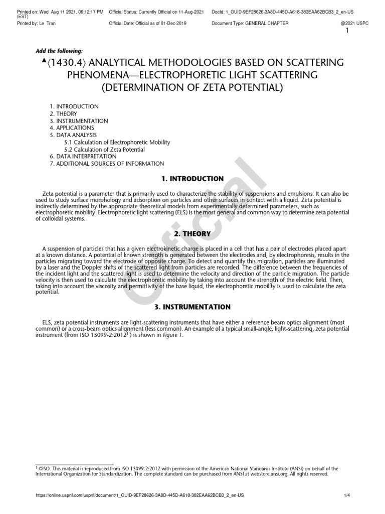 Electrophoretic Light Scattering Methods | PDF | Electrophoresis ...