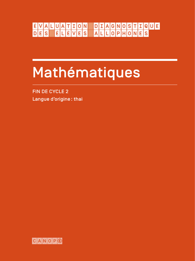 Test Math Matiques Cycle 2 - Tha 16895 | PDF