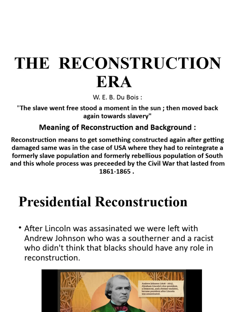 Overview of the Reconstruction Era | PDF | Reconstruction Era | Society ...