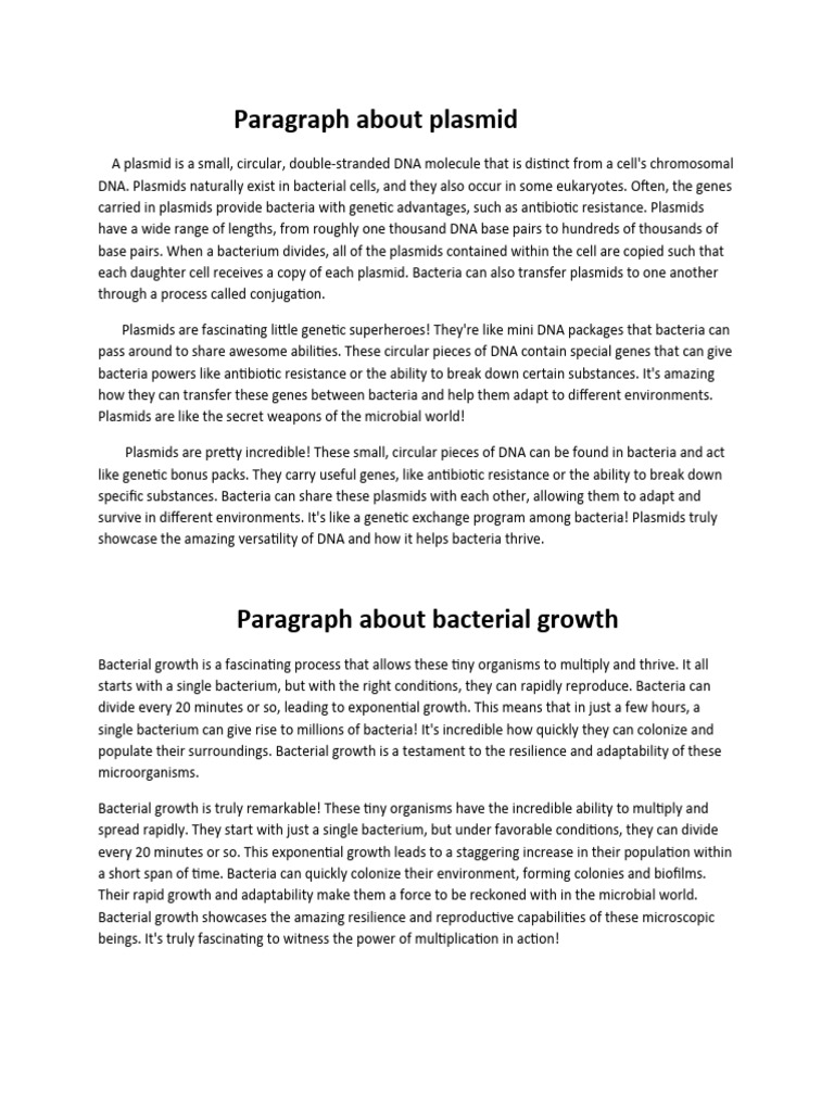 Paragraph Aboutdocx | PDF | Bacteria | Plasmid