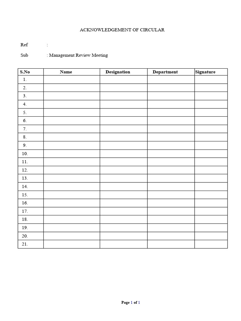 Acknowledgement of Management Review | PDF