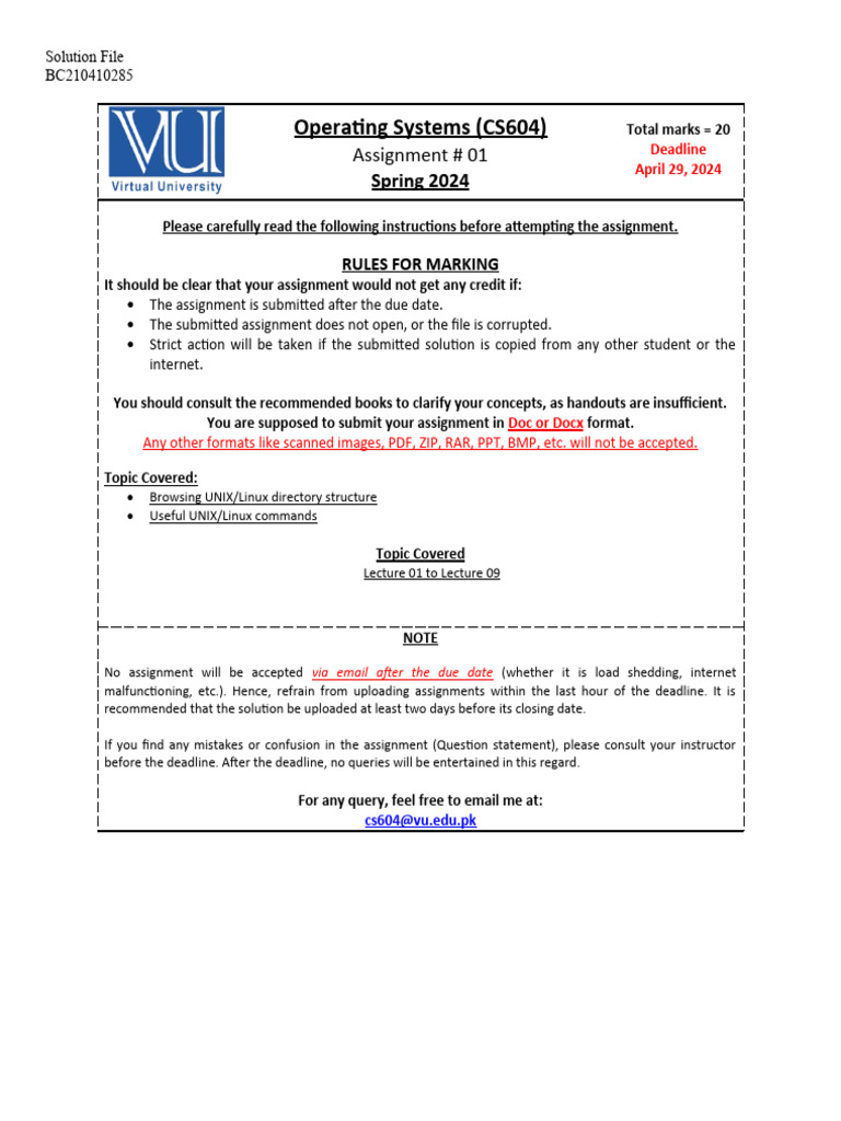 CS604 Assignment 1 Instructions 2024 | PDF | Directory (Computing ...
