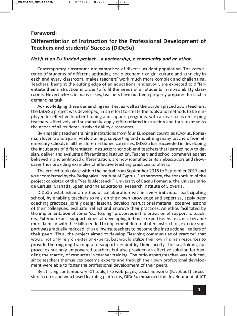 Differentiated Instruction for Teachers | PDF | Differentiated ...