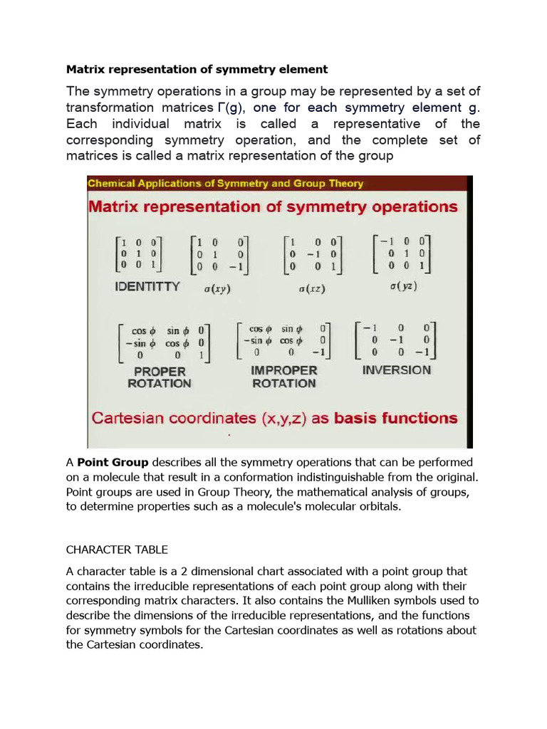 Matrix Charecter Table and Normal Modes | PDF | Normal Mode | Group ...