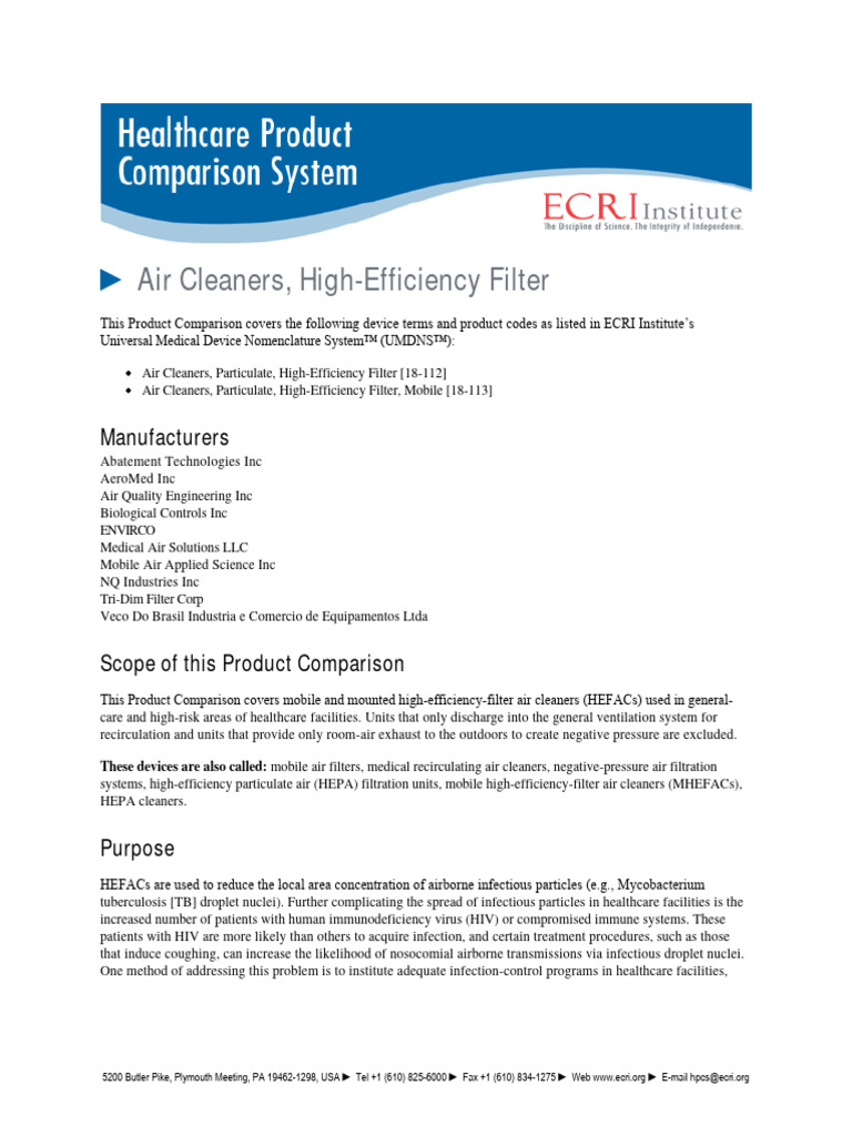 Air Cleaners, High-Efficiency Filter - 070413064320 | PDF | Health Care ...