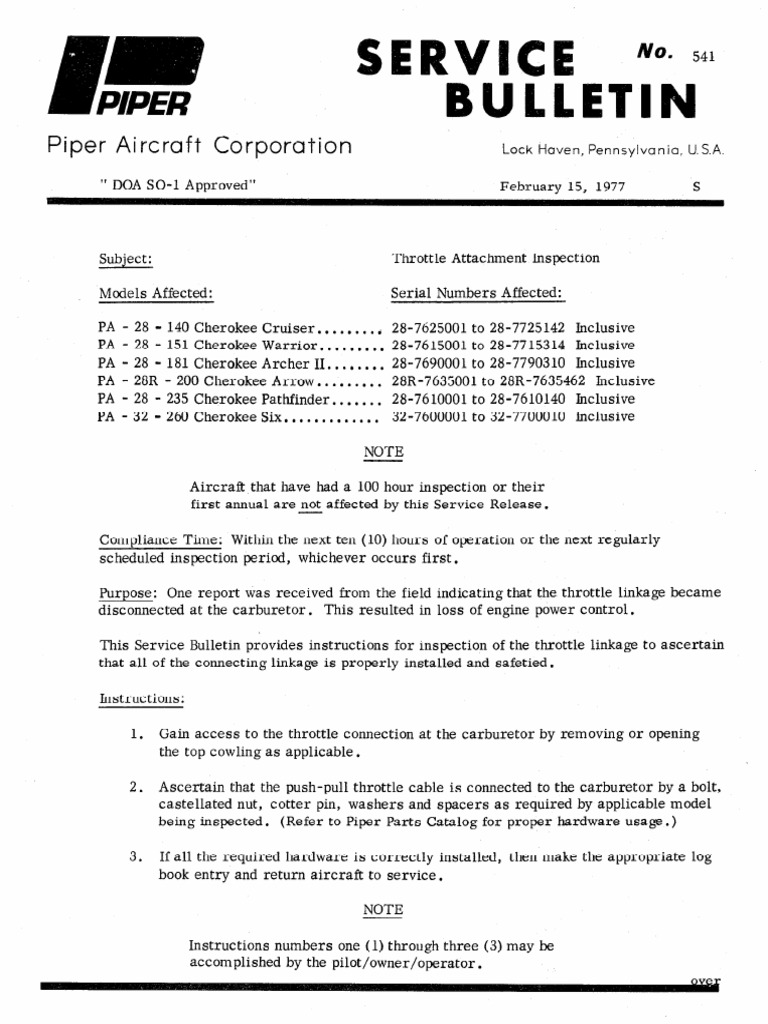 Sb 541 Pdf Throttle Aviation