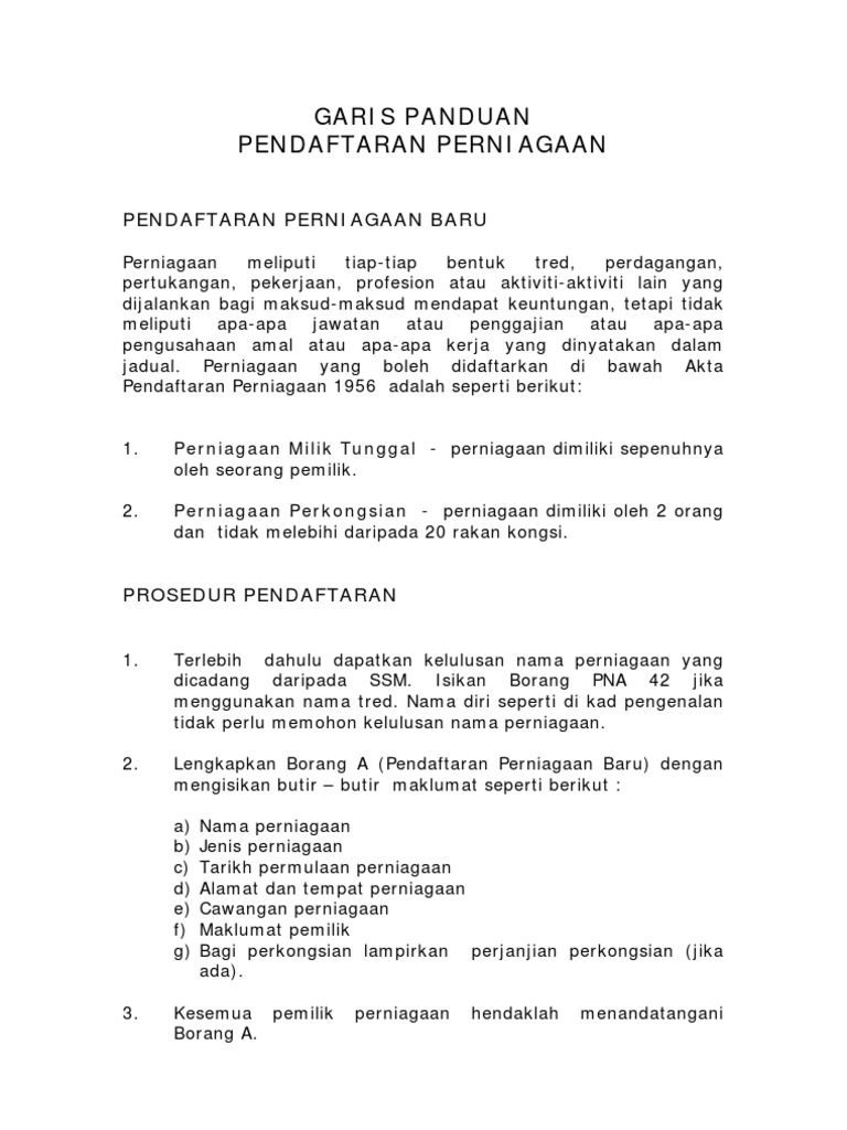 Contoh Salinan Borang D/e Pendaftaran Perniagaan - Supaloe