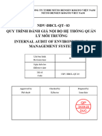 Cover page NDV-ĐBCL-QT- 03 QUY TRÌNH ĐÁNH GIÁ NỘI BỘ HỆ THỐNG QUẢN LÝ MÔI TRƯỜNG