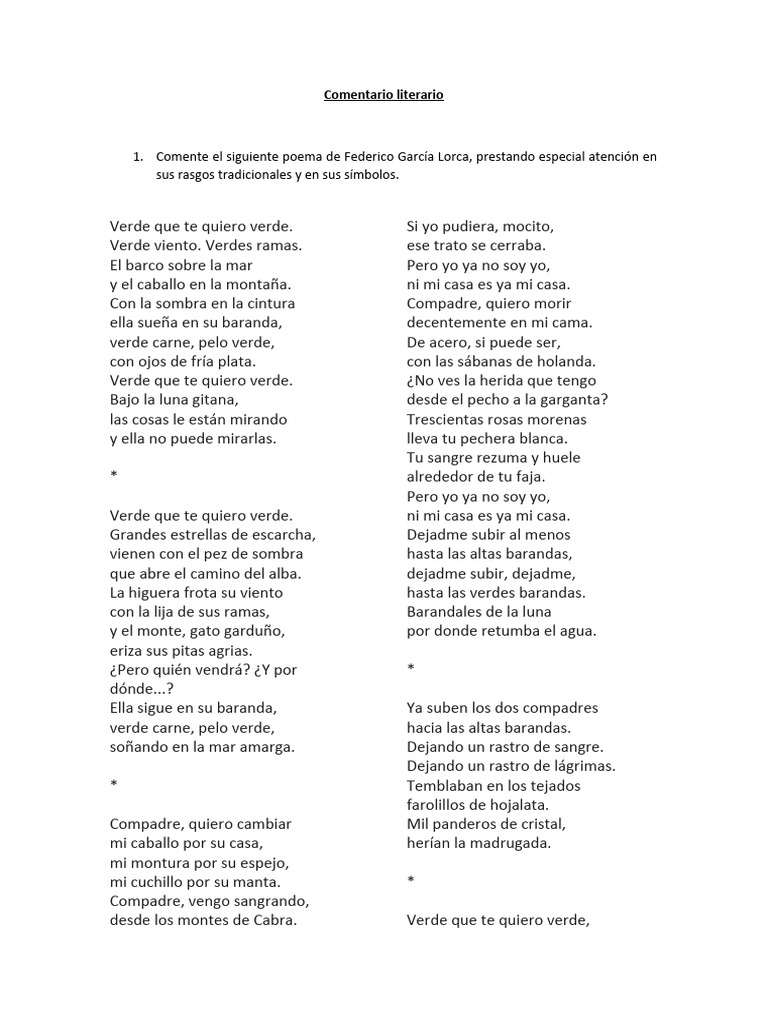 Comentario Literario | PDF