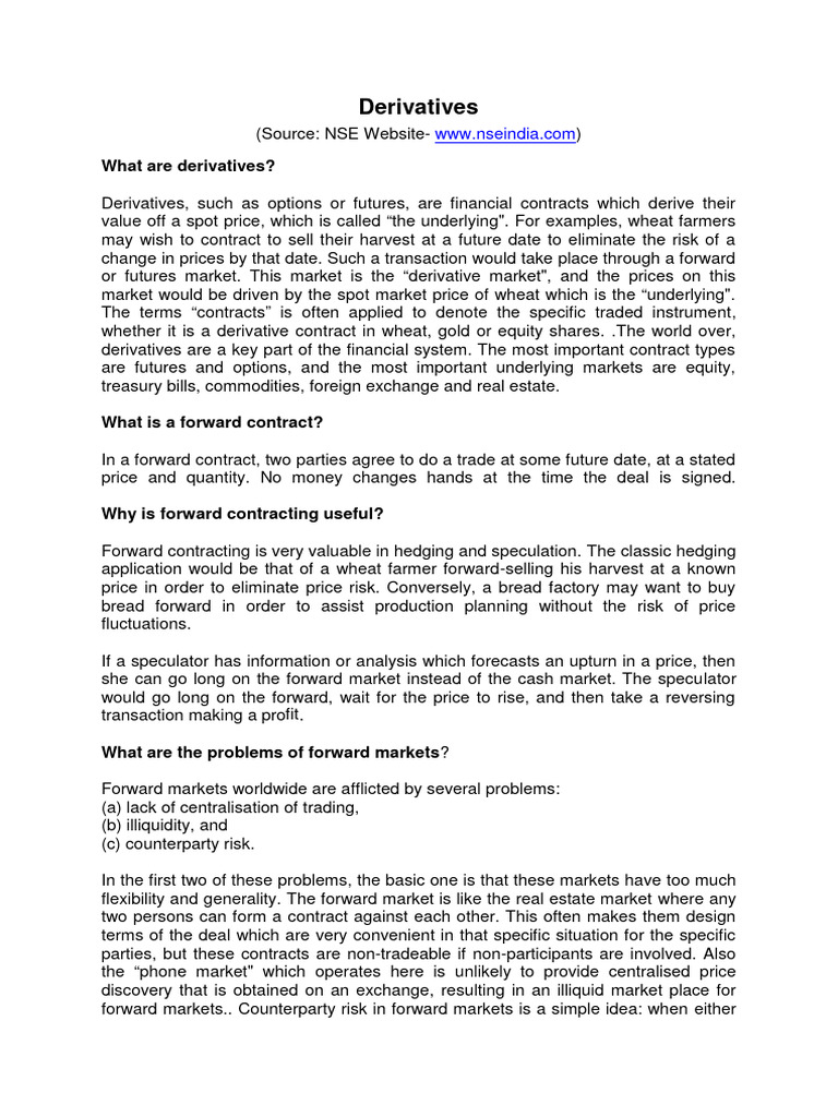 Understanding Derivatives: Futures & Options | PDF | Futures Contract ...