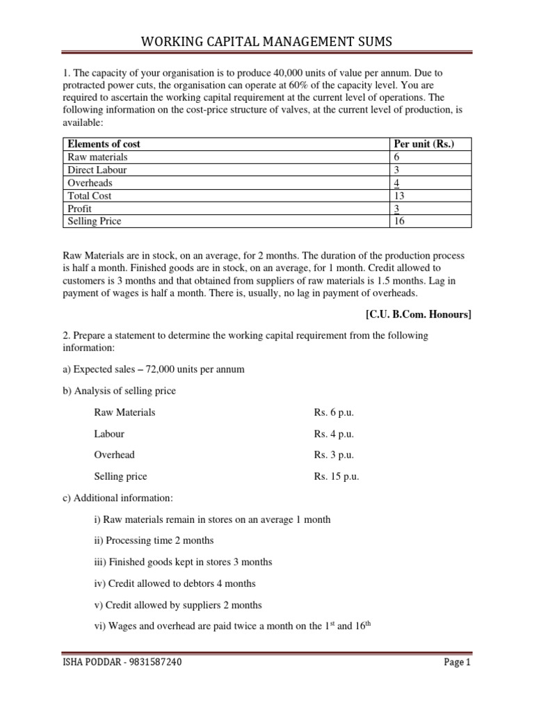 FM Notes - WCM | PDF | Working Capital | Prices