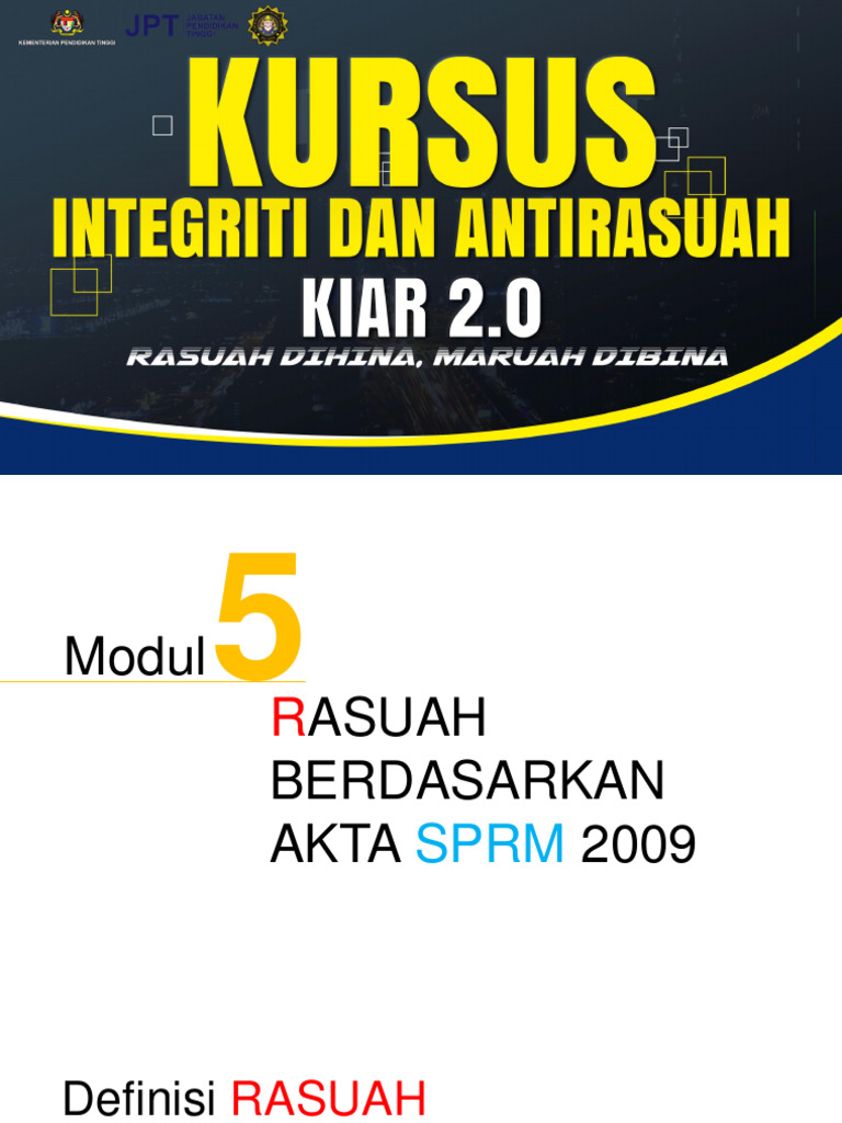 Topik 5 - Rasuah Berdasarkan Akta SPRM 2009 | PDF