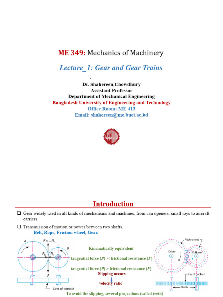 Gear Design in Machinery Mechanics | PDF | Gear | Manufactured Goods