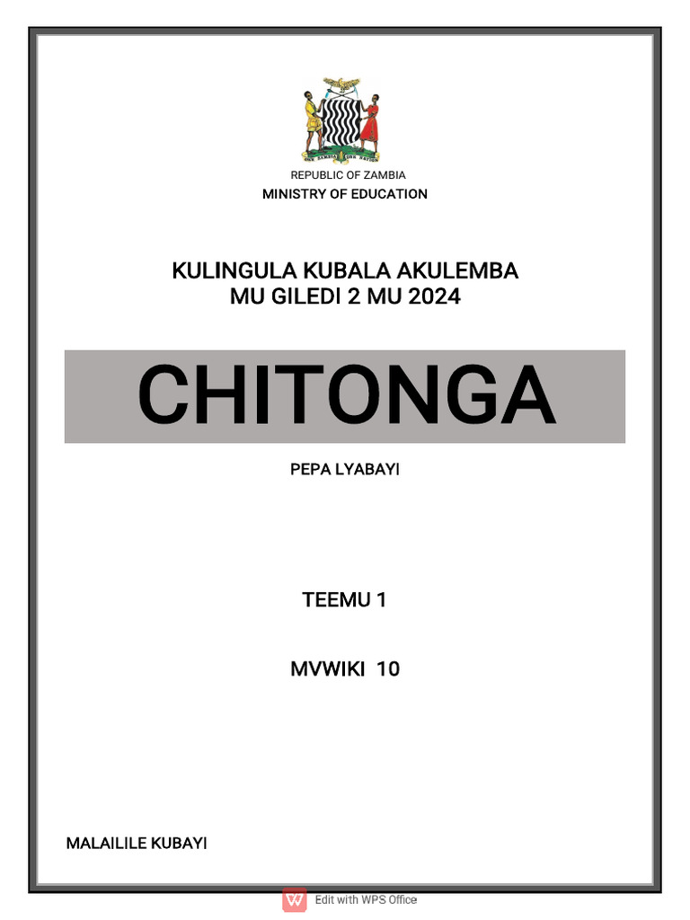 Chitonga Language Curriculum Guide | PDF