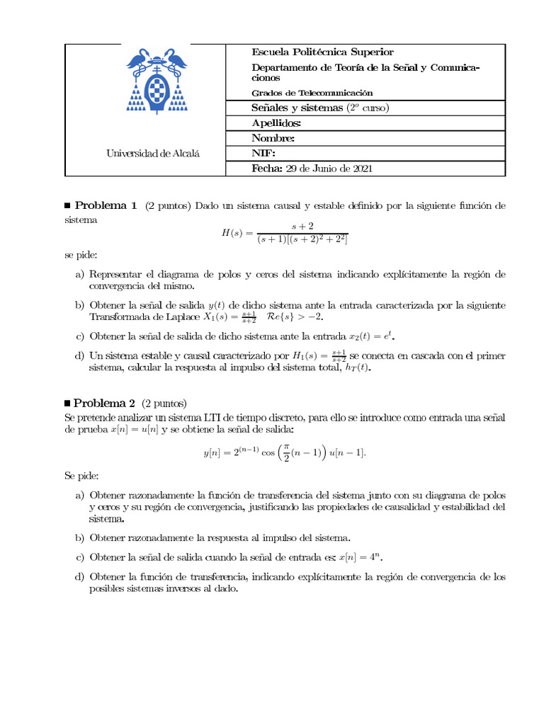 Examen PF-Junio-2021 Uah | PDF | Teaching Methods & Materials