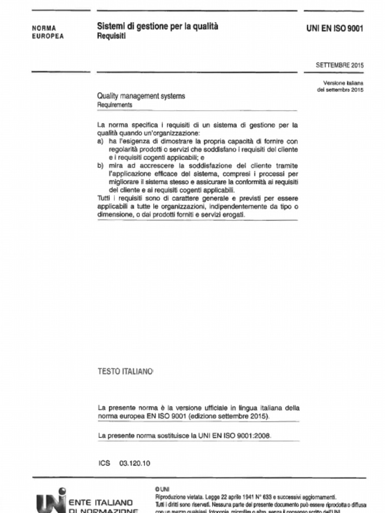 Uni en Iso 9001-2015 | PDF