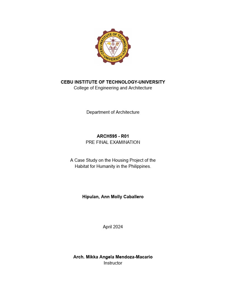 A Case Study On The Housing Project Of The Habitat For Humanity In The