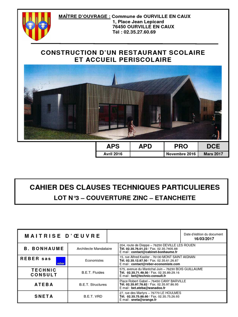 Cahier des Clauses Techniques Zinc | PDF | Bois (matériau de ...