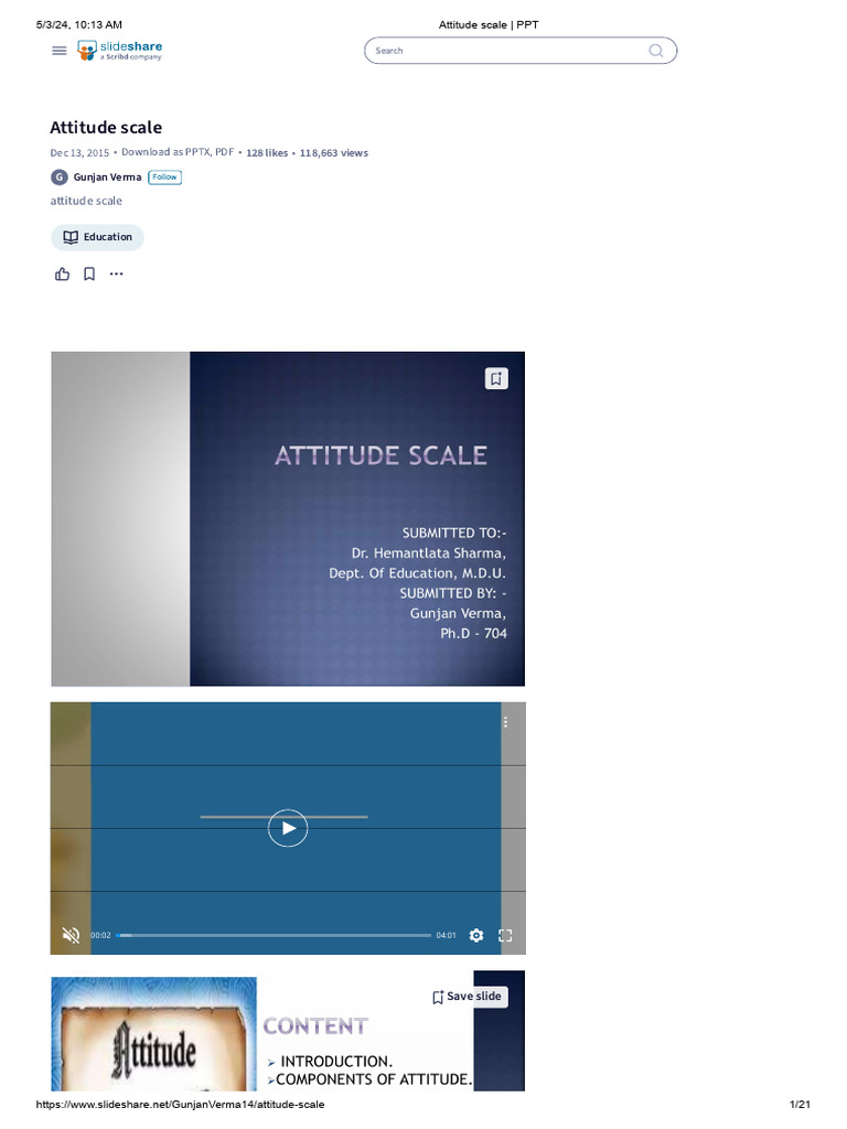 Attitude Scale | PDF | Attitude (Psychology) | Median