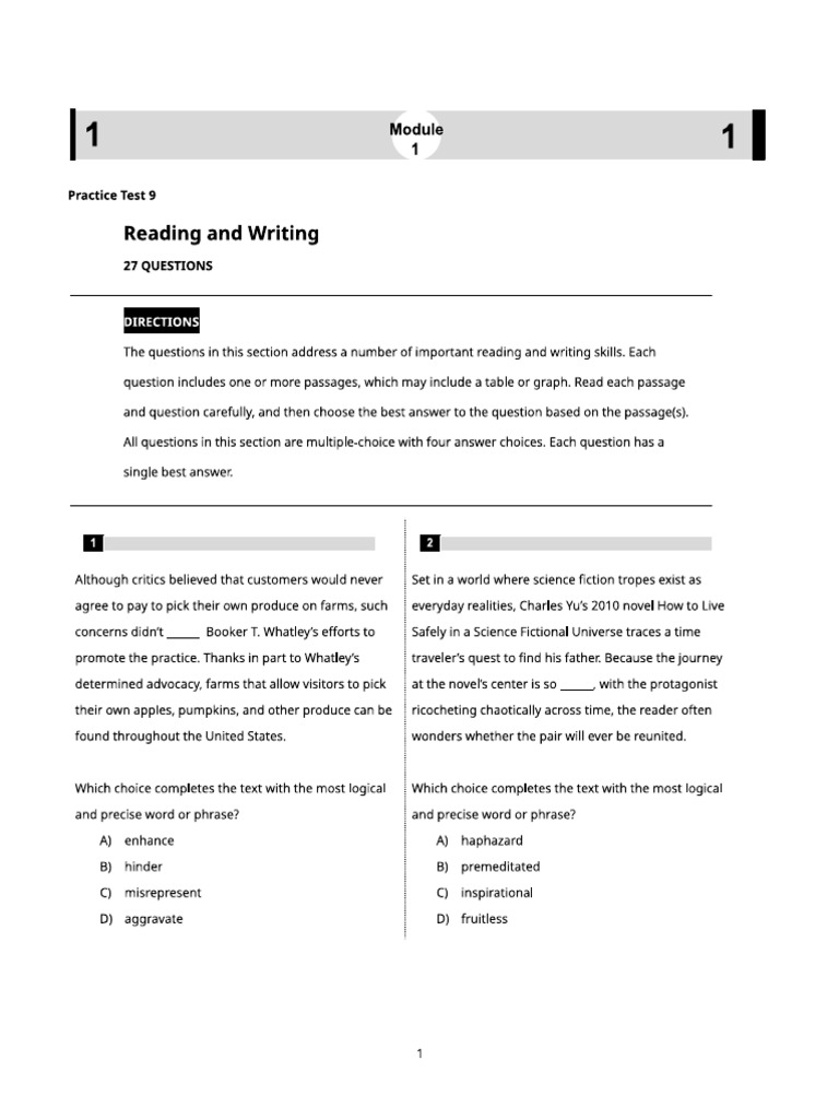 Practice Test 9 | PDF