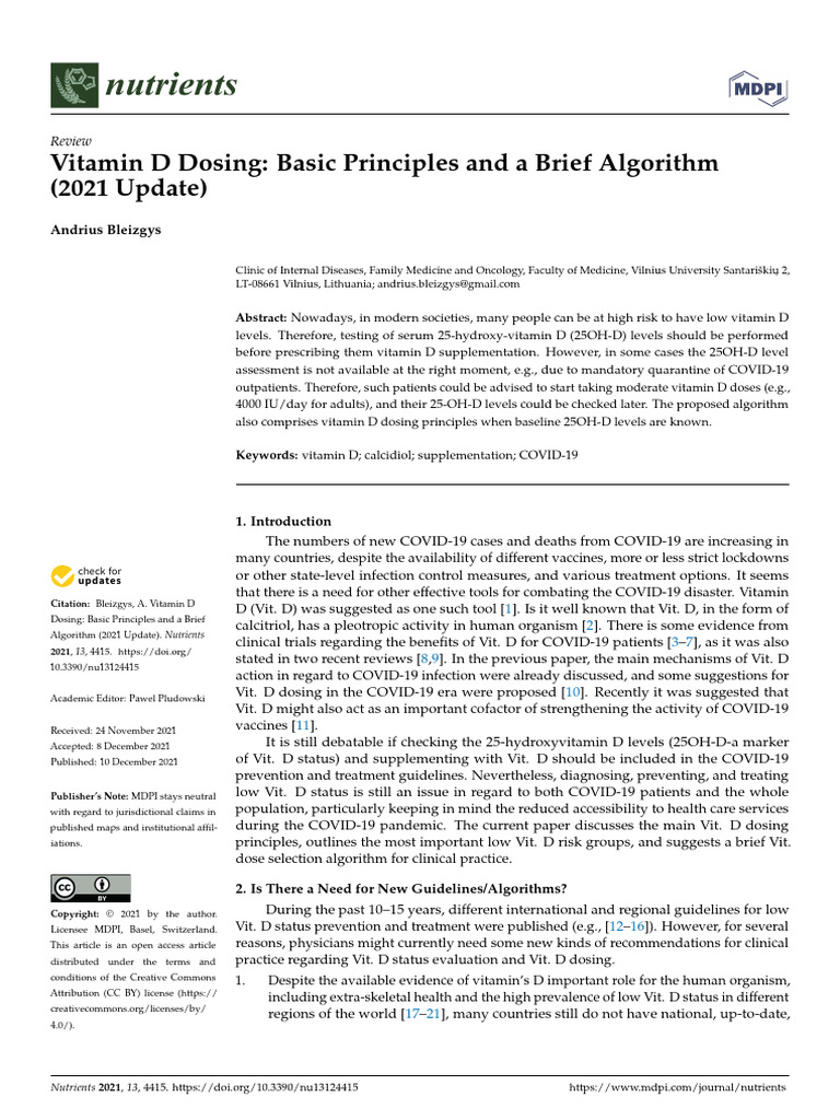 2021 Vitamin D Dosing Guidelines | PDF | Vitamin D | Dose (Biochemistry)