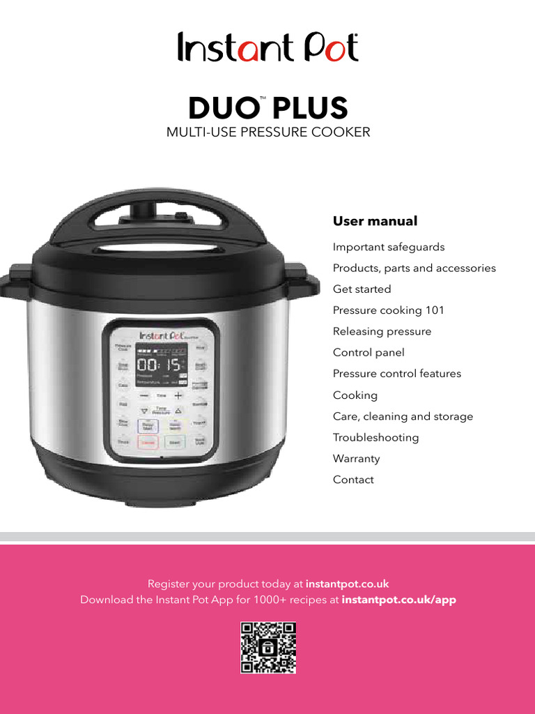 InstantPot Duo Plus | PDF | Pressure Cooking | Cooking