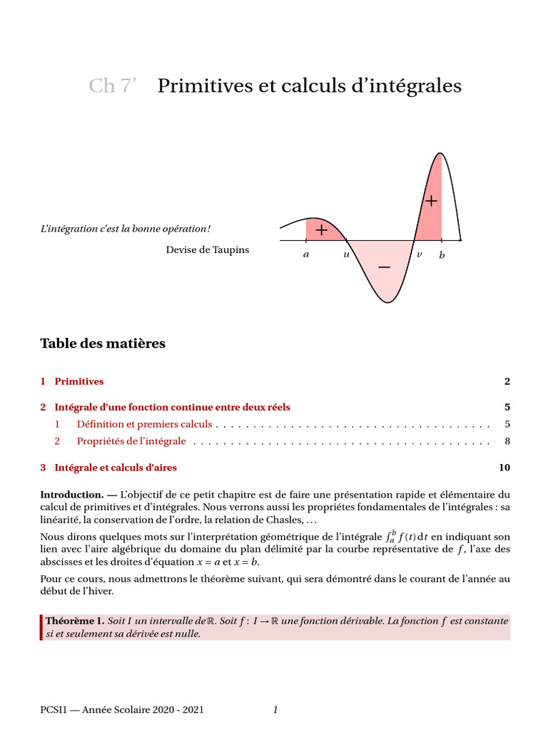 Primitives et Intégrales en Mathématiques | PDF | Intégral | Relations ...