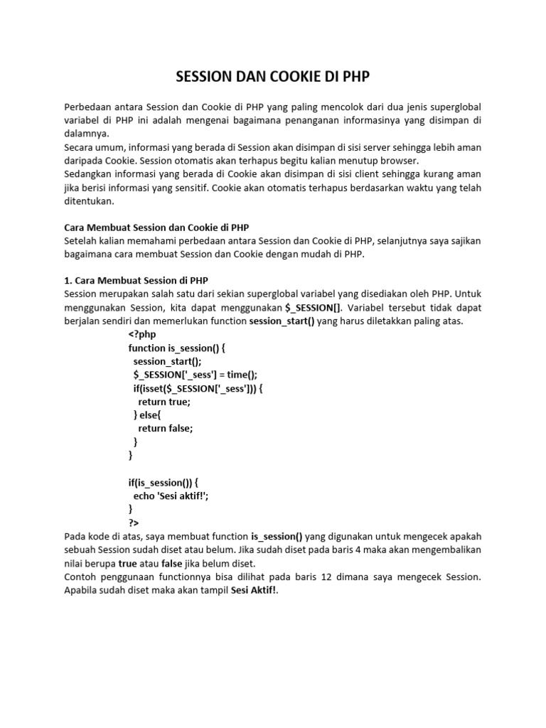 Panduan Session dan Cookie di PHP | PDF