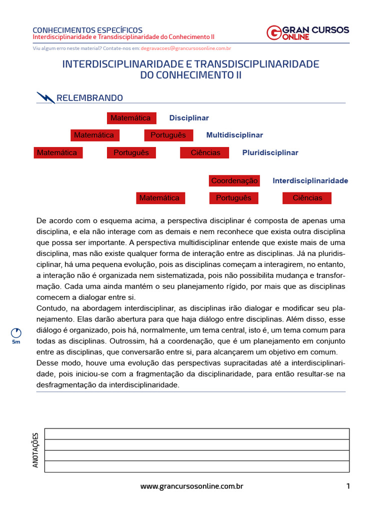 Interdisciplinaridade e Transdisciplinaridade | PDF ...