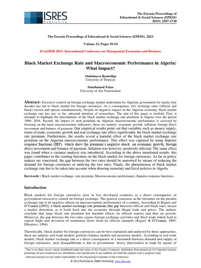 Black Market Exchange Rate and Macroeconomic Perfo | PDF | Exchange ...
