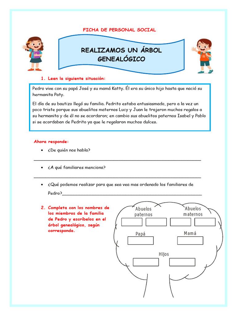 Ficha Jue 2 Ps Arbol Genealogico 933623393 Prof Yessenia | PDF | Artes ...