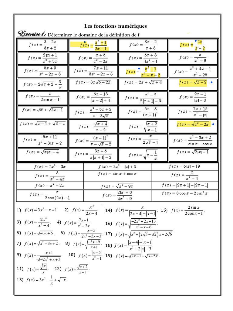 Mathematical Function Exercises | PDF