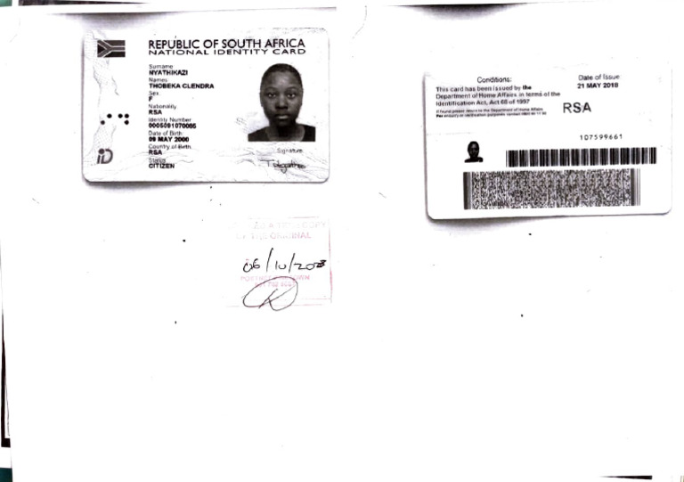 South Africa National Identity Card Details | PDF