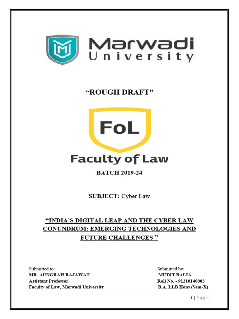 Mudit - Rough Draft (Cyber Law) | PDF | Security | Computer Security