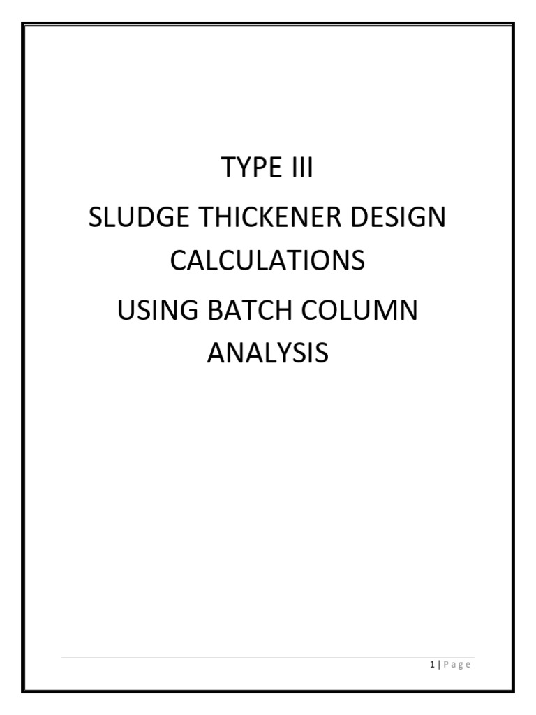 TYPE III SLUDGE THICKENER DESIGN CALCULATIONS PDF