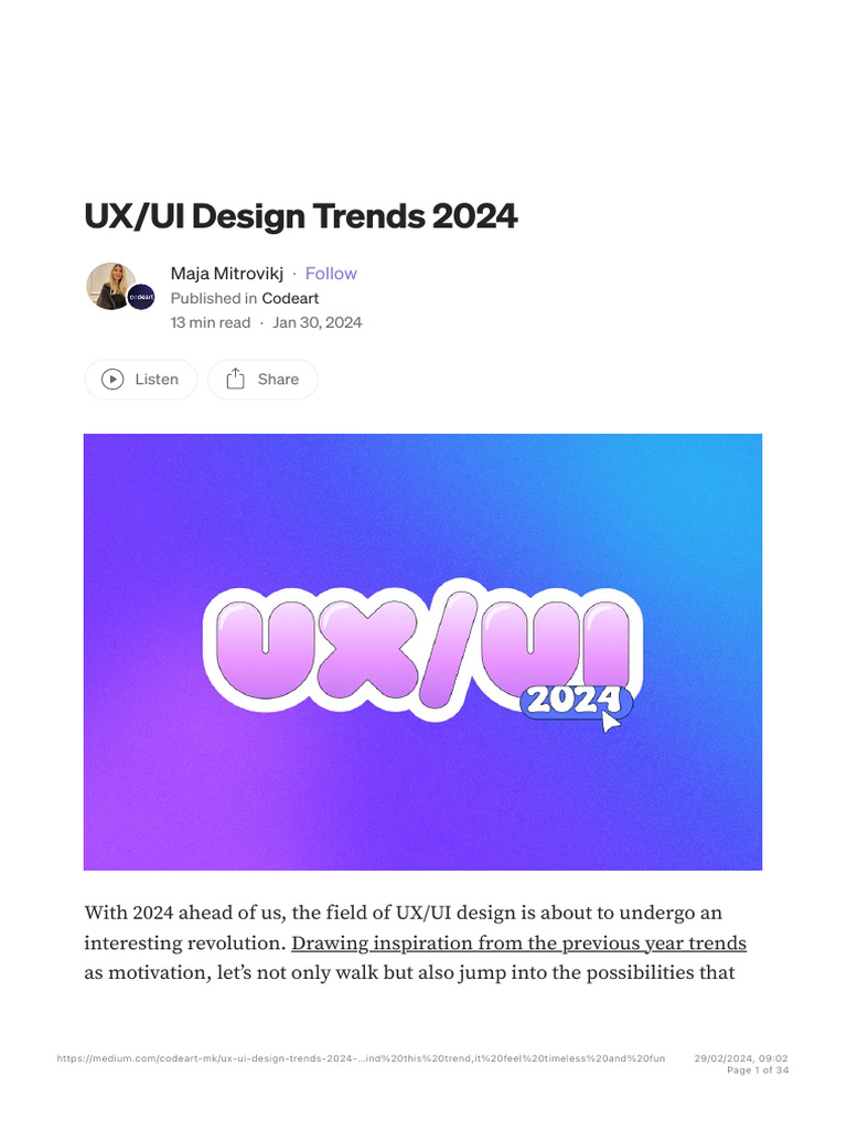 UX-UI Design Trends 2024. With 2024 Ahead of Us, The Field of… | by