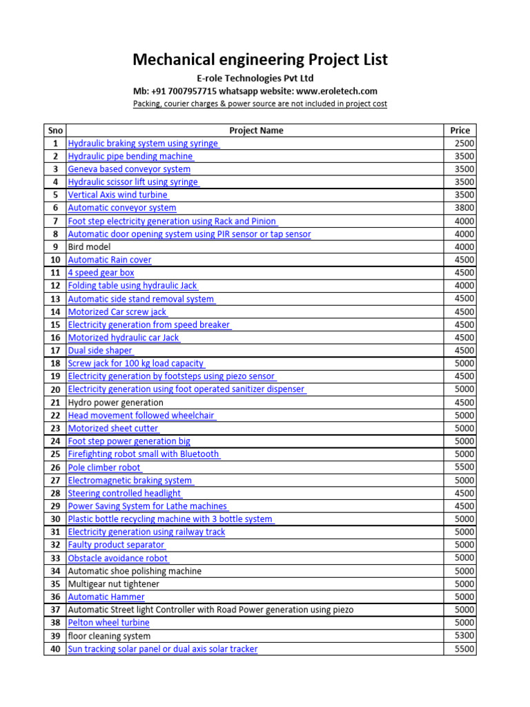 Mechanical Engineering Project Ideas | PDF | Machines | Automatic ...