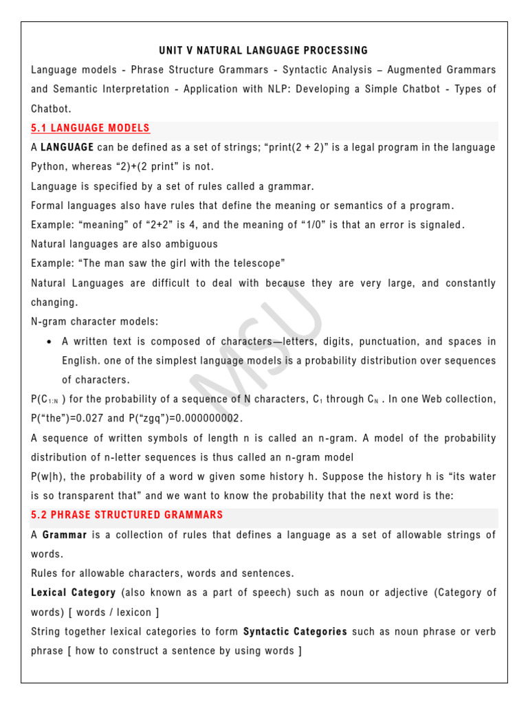 Ai unit 5 download free pdf part of speech phrase