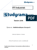 Corrigé Maths2018 Groupe B - BTS Industriels