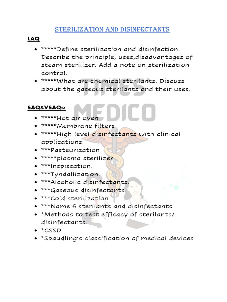 Sterilization & Disinfection Guide | PDF | Science & Mathematics