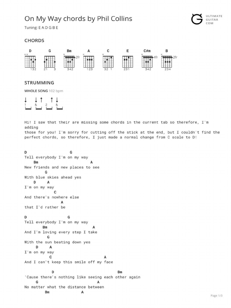 On My Way Chords PDF