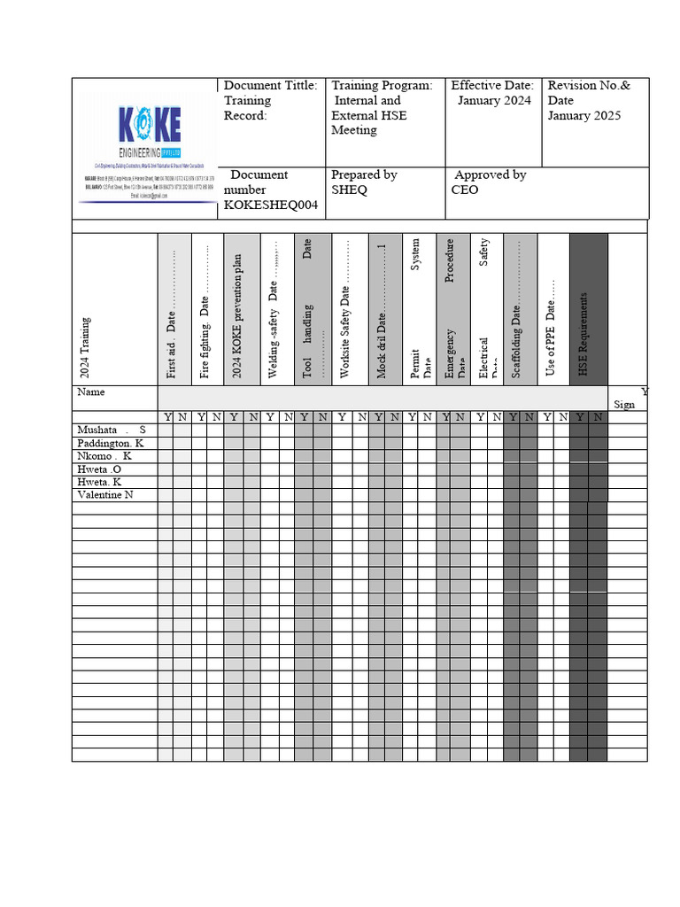 2024 Internal and External Training Final | PDF | Occupational Safety ...