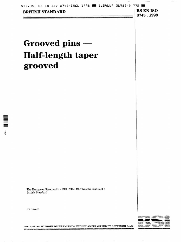 Grooved Pins Standard ISO 8745 | PDF | International Organization For ...